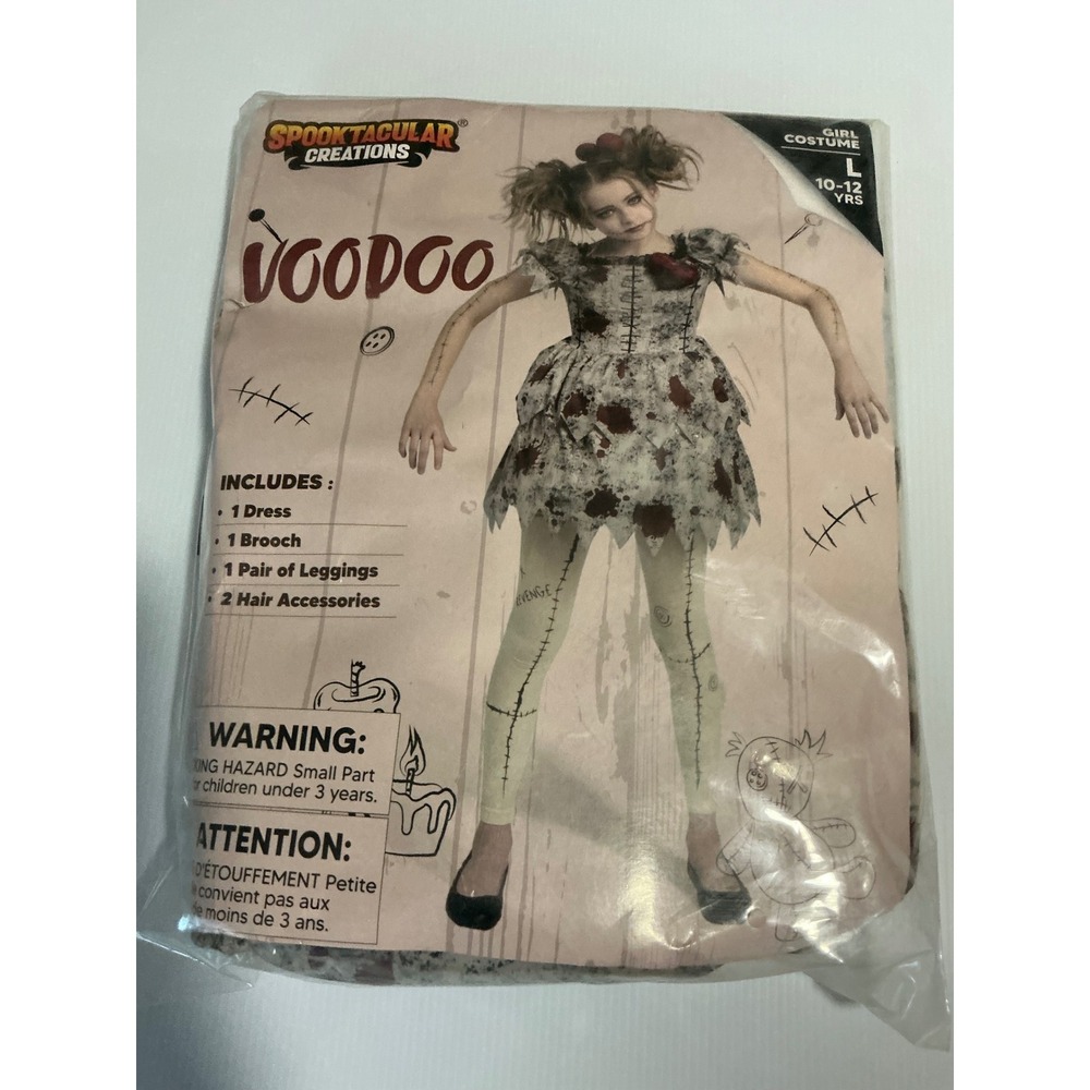 Spooktacular Creations Girls Voodoo Doll Costume Large 10-12 Halloween Dress Set